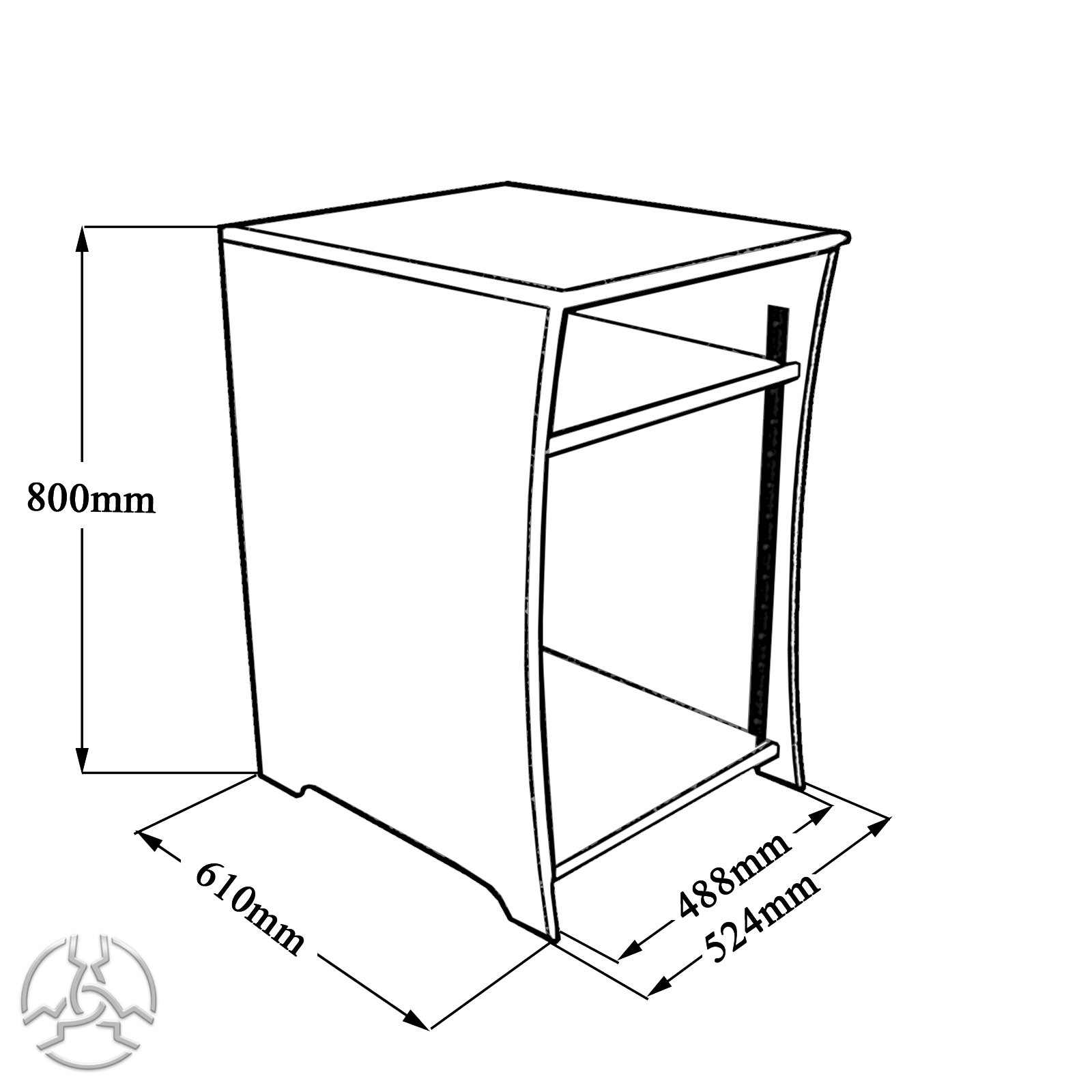 SMBR_14U_19_Inch_Base_Rack_Pod_Dimensions