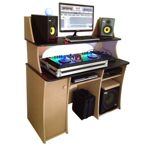 DJ Melamine Black Desk Shelf Producer Table 01