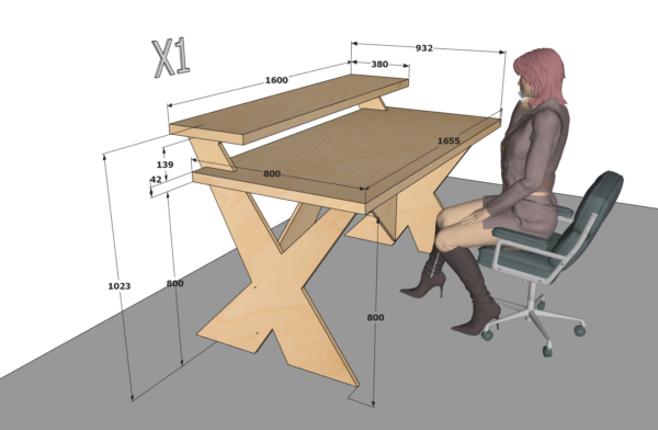 X1D producer composer desk Dimensions
