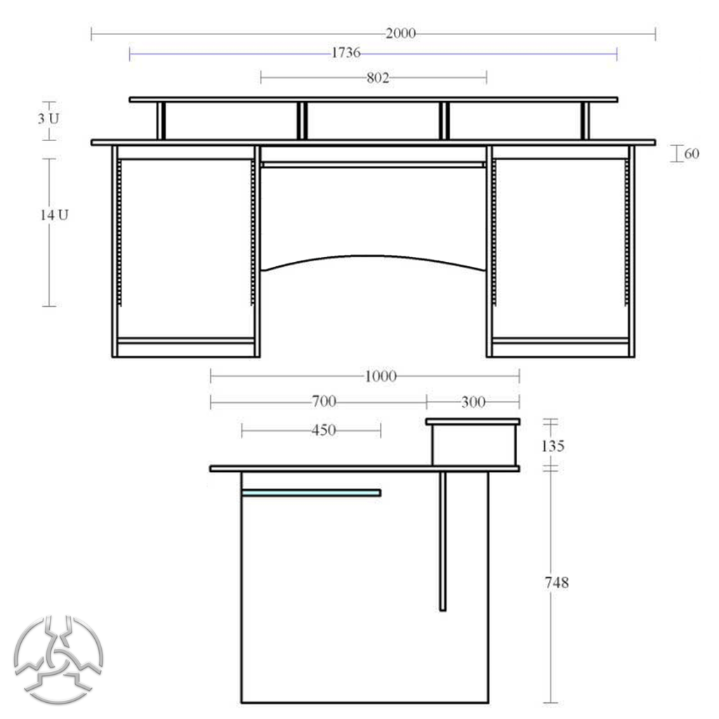 Стол для студии звукозаписи чертеж